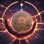 Digital hand holding glowing Bitcoin coin representing cryptocurrency and blockchain technology – essential crypto guide 2025