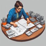 Blueprint to Budgeting. Person creating a monthly budget using pen and laptop