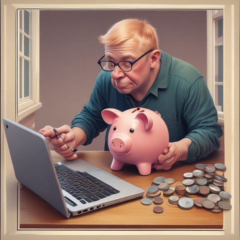 Save or Invest first? Person saving money and budgeting on a laptop