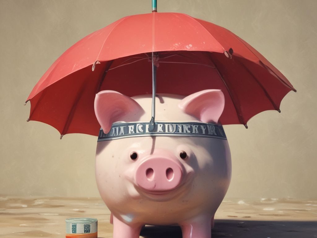 Build an Emergency Fund Piggy bank labeled emergency fund for financial planning