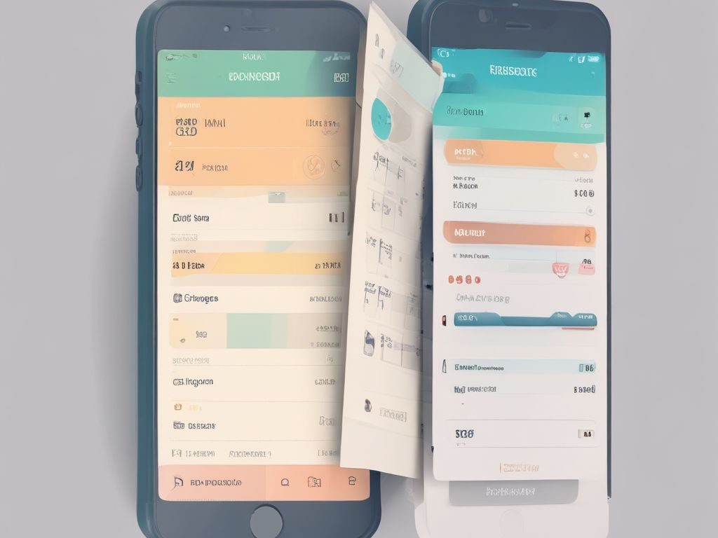 Budgeting app interface tracking spending and income goals