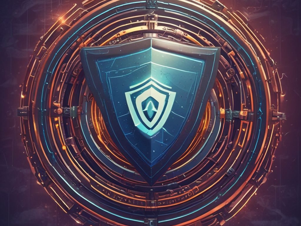 Digital shield icon representing VPN and online security for cryptocurrency protection – essential crypto guide 2025